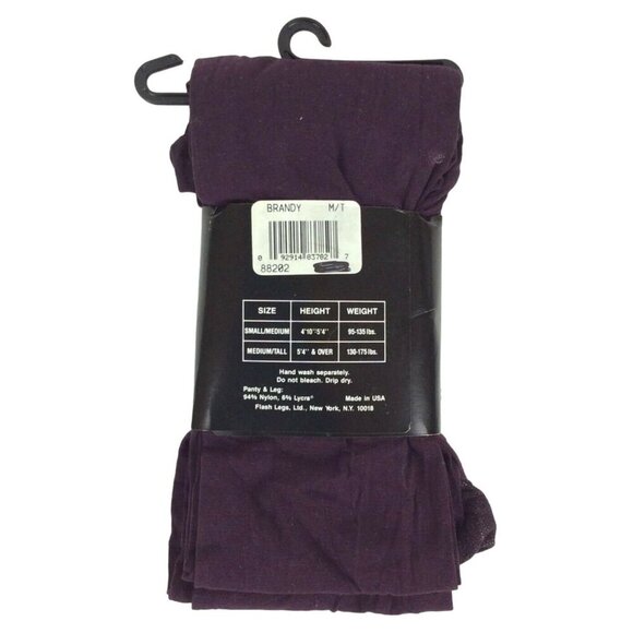 Flash Legs Opaque Tights Medium-Tall Brandy Purple Nylon Blend Made In USA - Picture 3 of 4